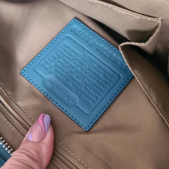 COACH Hamptons Teal Leather Belted Satchel Y2K - Picture 11 of 11